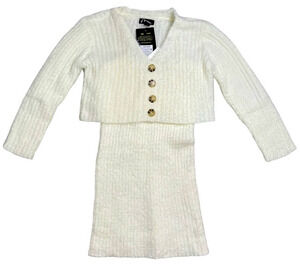 Art Class Girls Off White Sweater Dress With Matching Button Down Cardigan NWT